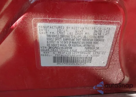 2019 Nissan Kicks Sr z USA, uszkodzony, nr VIN 3N1CP5CU1KL568139